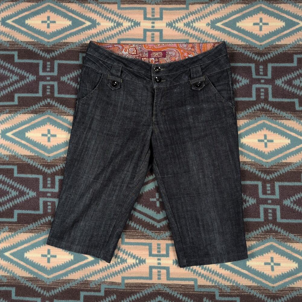 Y2K One Song Capri Jeans Size 12 Waist 35 Denim Jeans Cute Vintage Wide Opening